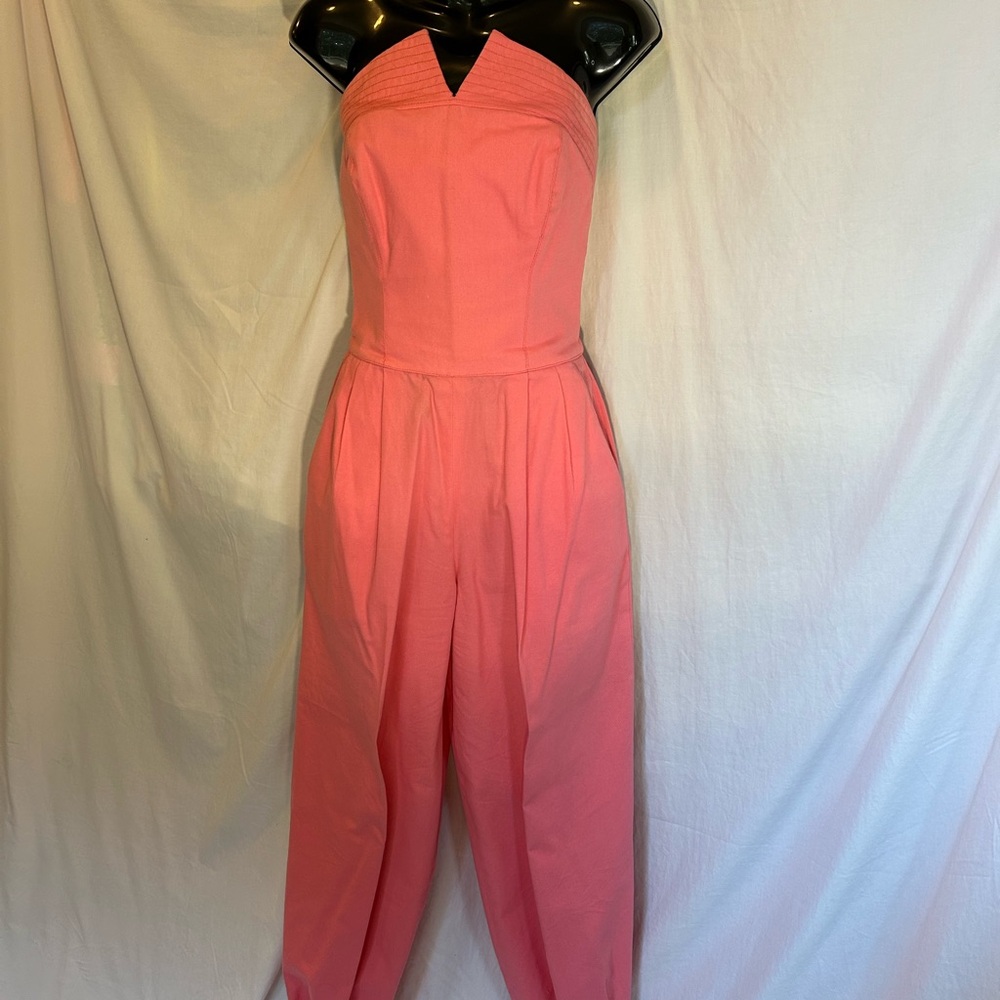 Vintage Designer Coral Strapless Jumpsuit and Jacket